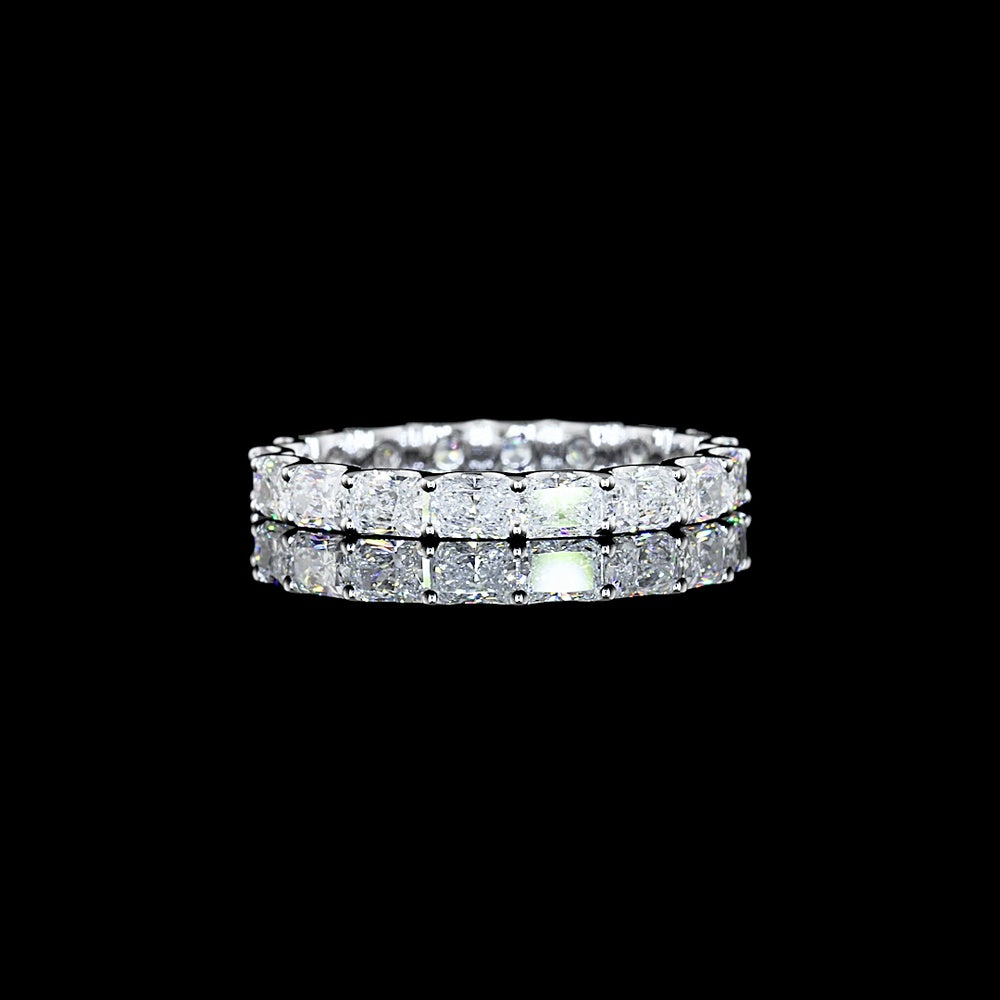 14K White Gold Radiant Cut Diamond Eternity Band with East-West U-Prong Setting - 1.89 Carat Total Weight (Lab Grown) - Covaloro Fine Jewelry