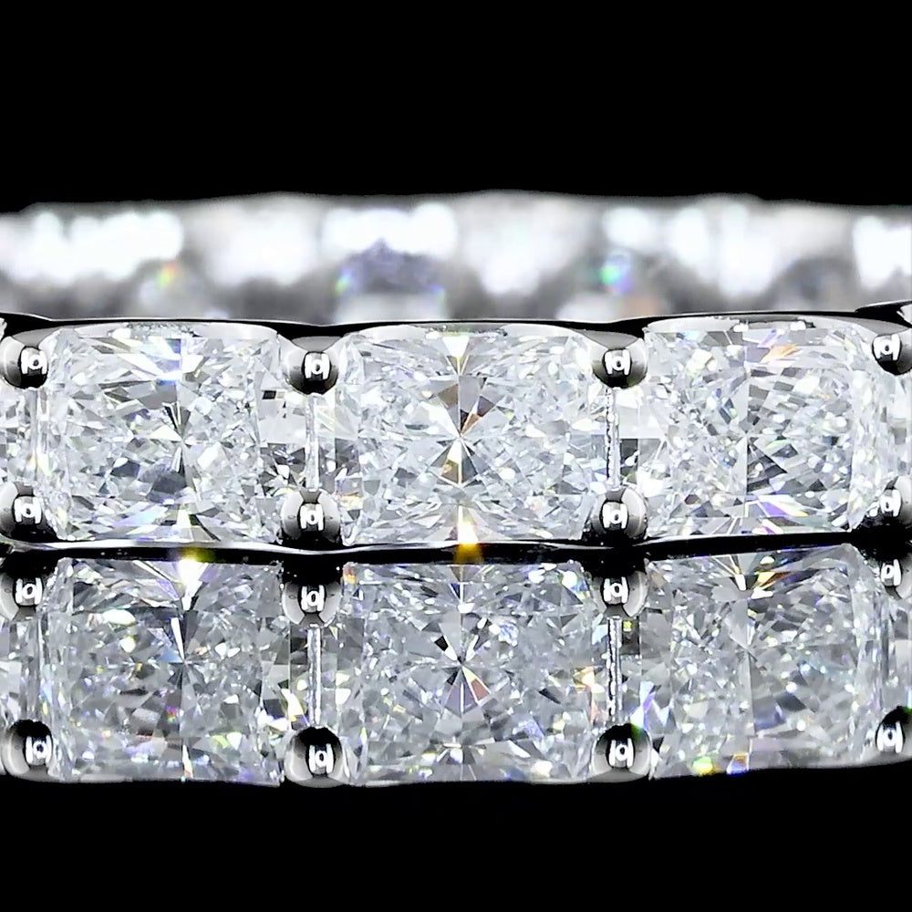 14K White Gold Radiant Cut Diamond Eternity Band with East-West U-Prong Setting - 1.89 Carat Total Weight (Lab Grown) - Covaloro Fine Jewelry