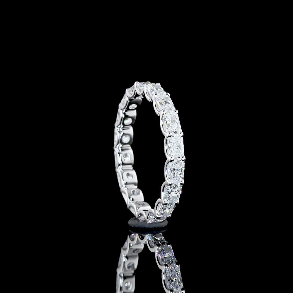 14K White Gold Radiant Cut Diamond Eternity Band with East-West U-Prong Setting - 1.89 Carat Total Weight (Lab Grown) - Covaloro Fine Jewelry