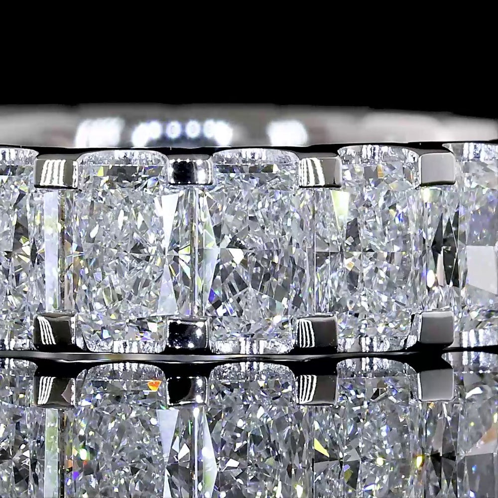 14K White Gold Radiant Cut Diamond Eternity Band with U-Prong Setting - 3.22 Carat Total Weight Lab Diamonds - Covaloro Fine Jewelry