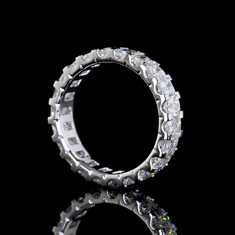 14K White Gold Radiant Cut Diamond Eternity Band with U-Prong Setting - 3.22 Carat Total Weight Lab Diamonds - Covaloro Fine Jewelry