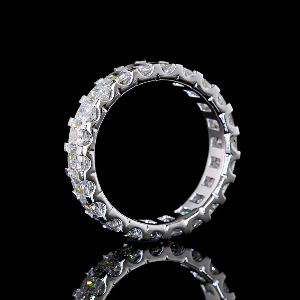 14K White Gold Radiant Cut Diamond Eternity Band with U-Prong Setting - 3.22 Carat Total Weight Lab Diamonds - Covaloro Fine Jewelry