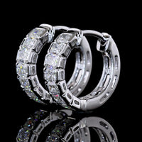 14K White Gold Radiant Cut Diamond Huggie Earrings with Half Bezel Setting - 0.98 Carat Total Diamond Weight (E-F Color, VS+ Clarity) - Covaloro Fine Jewelry