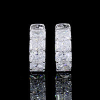 14K White Gold Radiant Cut Diamond Huggie Earrings with Prong Setting - 5.03 Carats Total Carat Weight (16 Lab Diamonds, D VVS2) - Covaloro Fine Jewelry