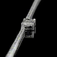 14K White Gold Radiant Cut East-West Tennis Necklace with 1.75 Carats Center and 4.31 Carats Brilliant Cut Lab Diamonds - 6.06 Total Carat Weight - Covaloro Fine Jewelry