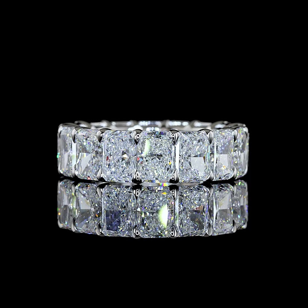 14K White Gold Radiant Cut Eternity Band with 16 Prong-Set Lab Diamonds - E-F VS1 Clarity - 8.47 Carat Total Diamond Weight - Covaloro Fine Jewelry