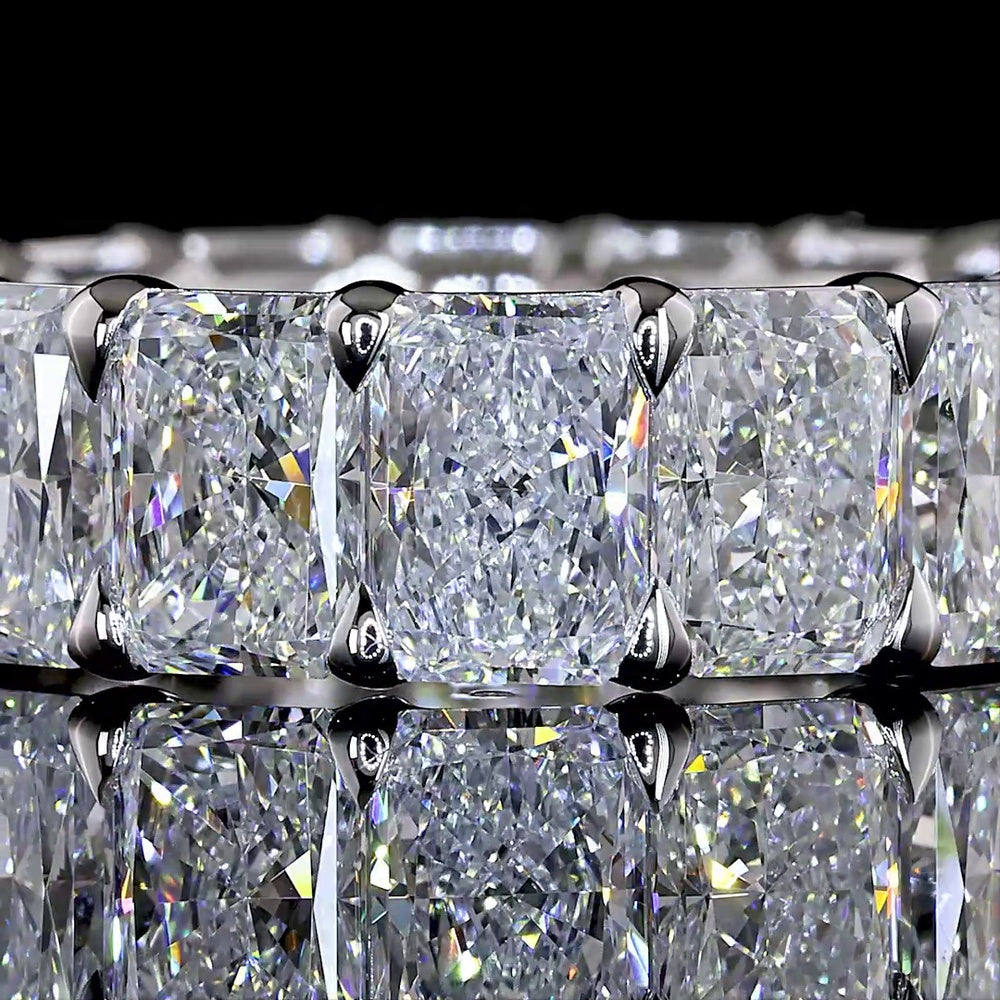 14K White Gold Radiant Cut Eternity Band with 16 Prong-Set Lab Diamonds - E-F VS1 Clarity - 8.47 Carat Total Diamond Weight - Covaloro Fine Jewelry
