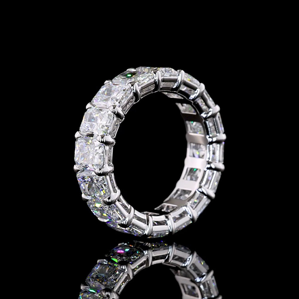14K White Gold Radiant Cut Eternity Band with 16 Prong-Set Lab Diamonds - E-F VS1 Clarity - 8.47 Carat Total Diamond Weight - Covaloro Fine Jewelry