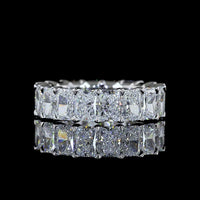 14K White Gold Radiant Cut Eternity Band with 18 Lab Grown Diamonds - 6.53 Carats Total Carat Weight, E-F Color VS Clarity - Covaloro Fine Jewelry