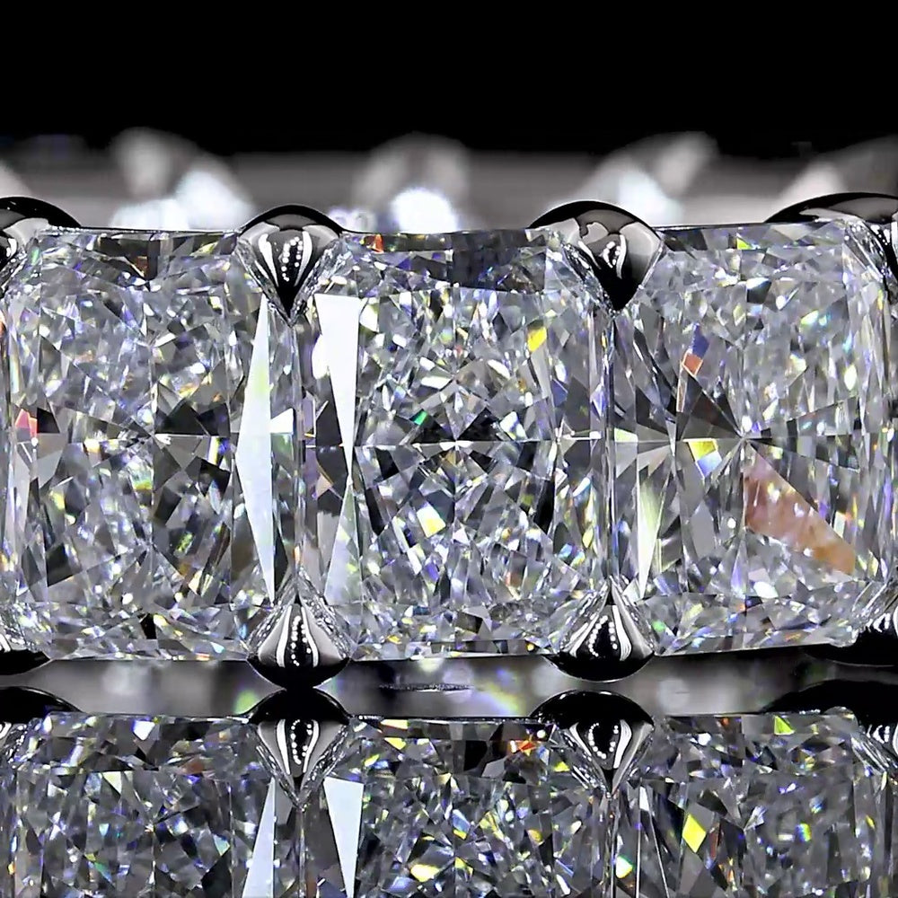 14K White Gold Radiant Cut Eternity Band with 18 Lab Grown Diamonds - 6.53 Carats Total Carat Weight, E-F Color VS Clarity - Covaloro Fine Jewelry