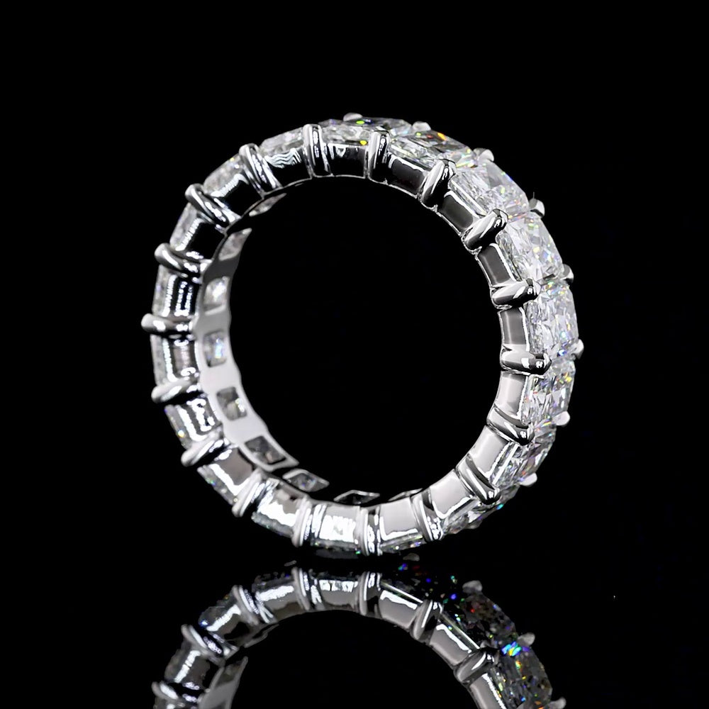 14K White Gold Radiant Cut Eternity Band with 18 Lab Grown Diamonds - 6.53 Carats Total Carat Weight, E-F Color VS Clarity - Covaloro Fine Jewelry
