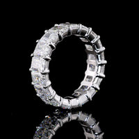 14K White Gold Radiant Cut Eternity Band with 18 Lab Grown Diamonds - 6.53 Carats Total Carat Weight, E-F Color VS Clarity - Covaloro Fine Jewelry