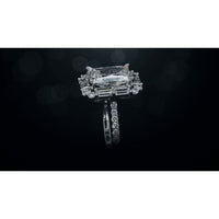 14K White Gold Radiant Cut Halo Ring with Baguette and Round Lab Diamonds - 5.57 Carat Total Weight - Covaloro Fine Jewelry