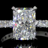 14K White Gold Radiant Cut Hidden Halo Ring with 1.01 Carat D VVS2 Lab-Grown Center Diamond and 0.34 Carat Brilliant Cut Accent Diamonds - 1.35 Carat Total Diamond Weight - Covaloro Fine Jewelry
