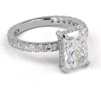 14K White Gold Radiant Cut Hidden Halo Ring with 1.59 Carat F VVS2 Lab Diamond Center and Accent Brilliant Cut Diamonds - 1.96 Carat Total Weight - Covaloro Fine Jewelry