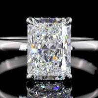 14K White Gold Radiant Cut Hidden Halo Ring with E VVS1 Lab Grown Center and Brilliant Cut Diamond Accents - 2.18 Carat Total Diamond Weight - Covaloro Fine Jewelry