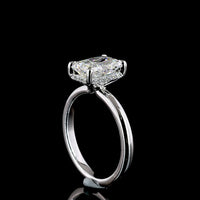 14K White Gold Radiant Cut Hidden Halo Ring with E VVS1 Lab Grown Center and Brilliant Cut Diamond Accents - 2.18 Carat Total Diamond Weight - Covaloro Fine Jewelry
