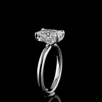 14K White Gold Radiant Cut Hidden Halo Ring with E VVS1 Lab Grown Center and Brilliant Cut Diamond Accents - 2.18 Carat Total Diamond Weight - Covaloro Fine Jewelry