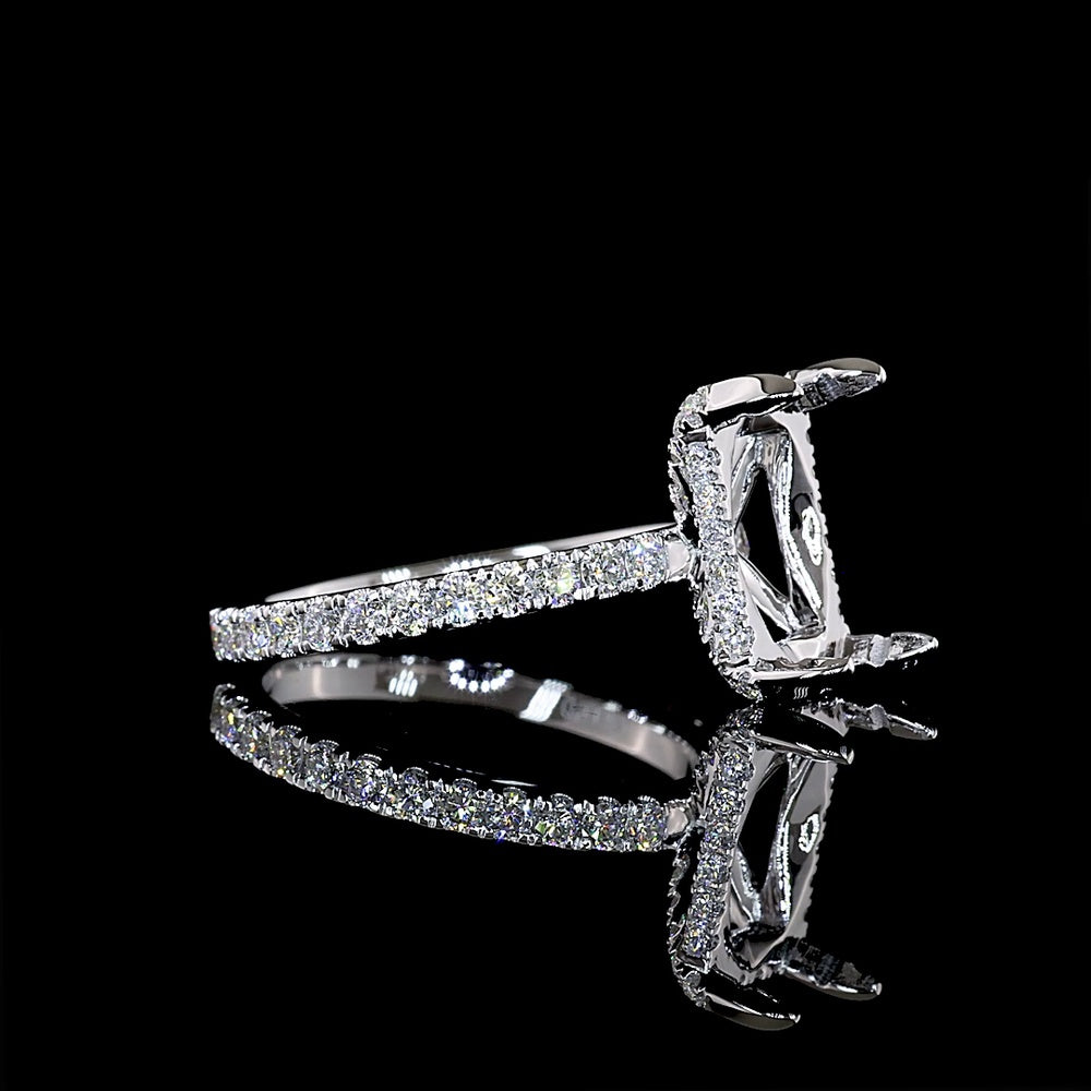 14K White Gold Radiant Cut Hidden Halo Ring with Lab Diamonds - 3.07 Carat Center E VVS2 and 3.69 Carat Total Diamond Weight - Covaloro Fine Jewelry