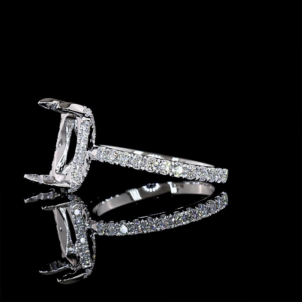 14K White Gold Radiant Cut Hidden Halo Ring with Lab Diamonds - 3.07 Carat Center E VVS2 and 3.69 Carat Total Diamond Weight - Covaloro Fine Jewelry