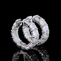 14K White Gold Radiant Cut Huggie Earrings with Lab Grown Diamonds - 2.80 Carat Total Weight, 20 Stones, E-F VS Clarity - Covaloro Fine Jewelry