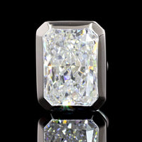 14K White Gold Radiant Cut Lab Diamond Bezel Stud Earrings - 3.07 Carat Total Weight, E-F VVS2 GIA Certified - Covaloro Fine Jewelry