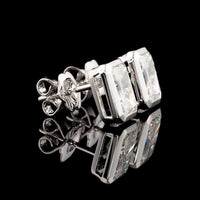 14K White Gold Radiant Cut Lab Diamond Bezel Stud Earrings - 3.07 Carat Total Weight, E-F VVS2 GIA Certified - Covaloro Fine Jewelry