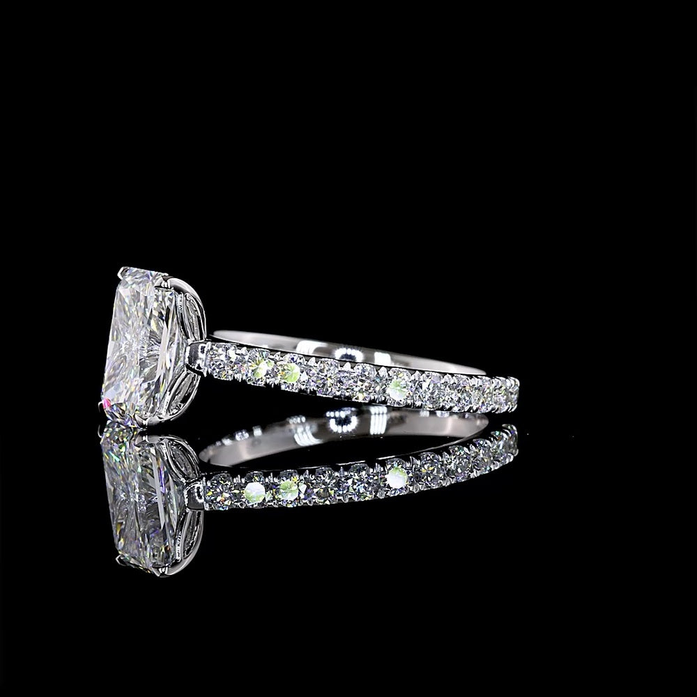 14K White Gold Radiant Cut Lab Diamond Engagement Ring with 2.05 Carat Center Stone and Accented Shank - 2.73 Total Carat Weight, IGI Certified - Covaloro Fine Jewelry