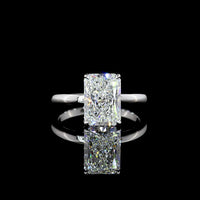 14K White Gold Radiant Cut Lab Diamond Hidden Halo Engagement Ring - 3.26 Carat Total Diamond Weight, E VS1 Center - Covaloro Fine Jewelry