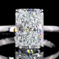 14K White Gold Radiant Cut Lab Diamond Hidden Halo Engagement Ring - 3.26 Carat Total Diamond Weight, E VS1 Center - Covaloro Fine Jewelry