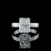 14K White Gold Radiant Cut Lab Diamond Hidden Halo Ring - 3.56 Carats Center Stone, 3.94 Carats Total Weight with E VVS2 Clarity - Covaloro Fine Jewelry