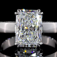 14K White Gold Radiant Cut Lab Diamond Hidden Halo Ring - 3.56 Carats Center Stone, 3.94 Carats Total Weight with E VVS2 Clarity - Covaloro Fine Jewelry