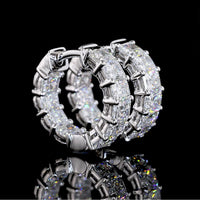 14K White Gold Radiant Cut Lab Diamond Huggie Earrings - 2.59 Carats Total Diamond Weight - Covaloro Fine Jewelry