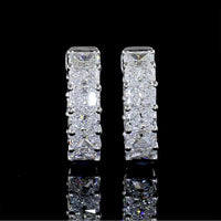 14K White Gold Radiant Cut Lab Diamond Huggie Earrings - 2.59 Carats Total Diamond Weight - Covaloro Fine Jewelry