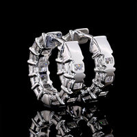 14K White Gold Radiant Cut Lab Diamond Huggie Earrings - 2.59 Carats Total Diamond Weight - Covaloro Fine Jewelry