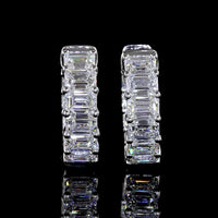 14K White Gold Radiant Cut Lab Diamond Huggie Earrings - 3.01 Total Carat Weight, 20 Stones, E-F Color VS1 Clarity - Covaloro Fine Jewelry