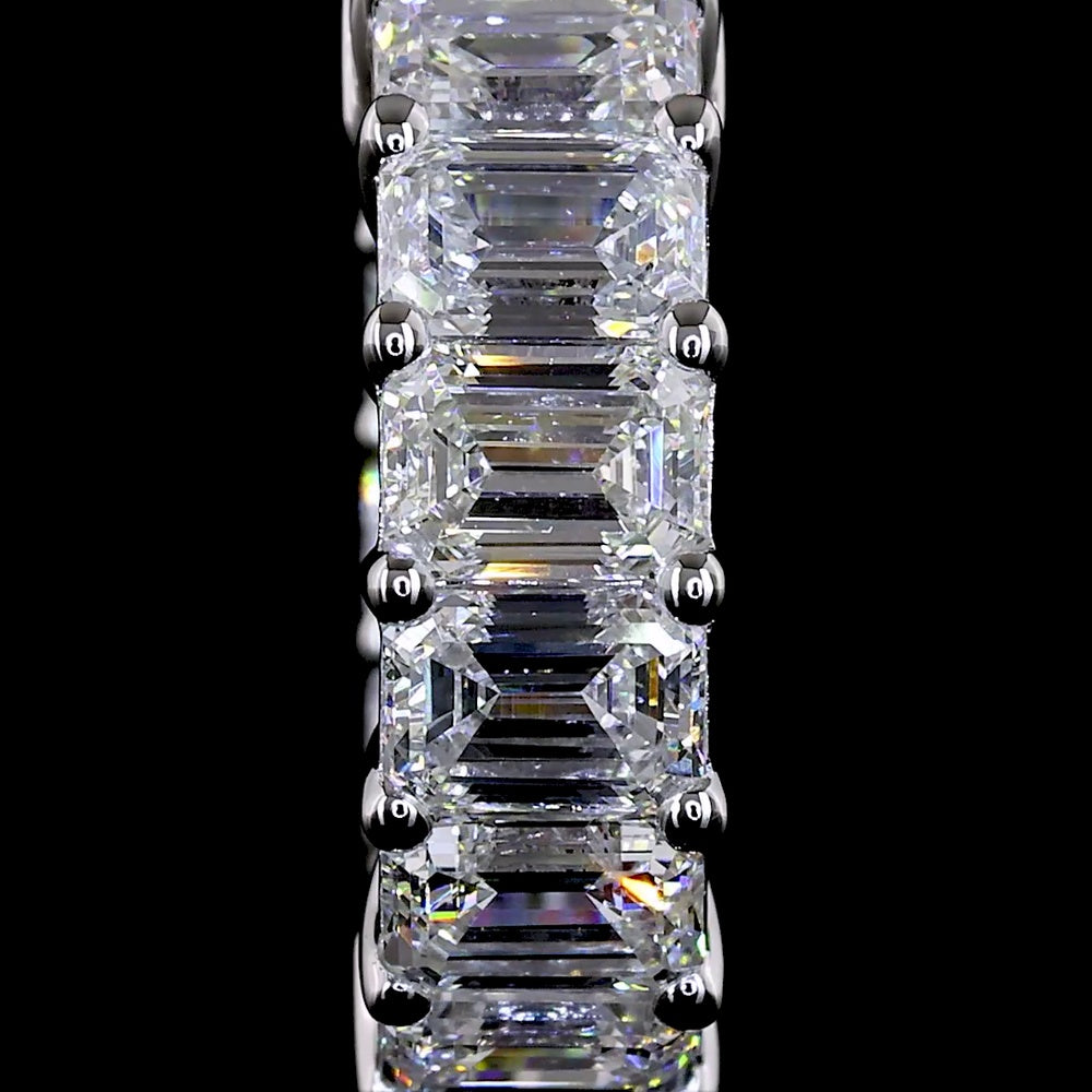14K White Gold Radiant Cut Lab Diamond Huggie Earrings - 3.01 Total Carat Weight, 20 Stones, E-F Color VS1 Clarity - Covaloro Fine Jewelry
