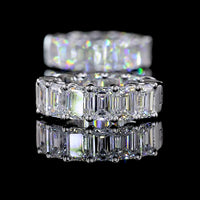 14K White Gold Radiant Cut Lab Diamond Huggie Earrings - 3.01 Total Carat Weight, 20 Stones, E-F Color VS1 Clarity - Covaloro Fine Jewelry