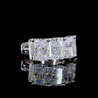 14K White Gold Radiant Cut Lab Diamond Huggie Earrings - 4.19 Carats Total Diamond Weight (E-F VS Clarity) - Covaloro Fine Jewelry