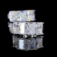14K White Gold Radiant Cut Lab Diamond Huggie Earrings - 4.19 Carats Total Diamond Weight (E-F VS Clarity) - Covaloro Fine Jewelry