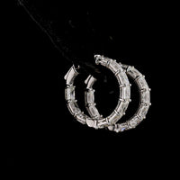 14K White Gold Radiant Cut Lab Diamond Huggie Earrings - 5.15 Carat Total Weight (E-F Color, VS1 Clarity, 20 Stones) - Covaloro Fine Jewelry