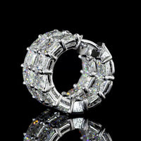 14K White Gold Radiant Cut Lab Diamond Huggie Earrings - 6.51 Carats Total Diamond Weight, E-F VS Clarity - Covaloro Fine Jewelry
