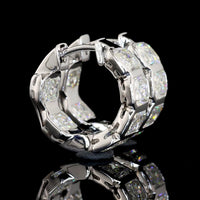 14K White Gold Radiant Cut Lab Diamond Huggie Earrings with Bezel Setting - 3.95 Carat Total Weight (E-F Color, VS2 Clarity) - Covaloro Fine Jewelry