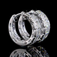 14K White Gold Radiant Cut Lab Diamond Huggie Earrings with Half Bezel Setting - 2.06 Carats Total Diamond Weight - Covaloro Fine Jewelry