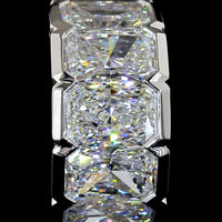 14K White Gold Radiant Cut Lab Diamond Huggie Earrings with Half Bezel Setting - 5.43 Total Carat Weight, E-F VS Clarity - Covaloro Fine Jewelry