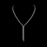 14K White Gold Radiant Cut Lab Diamond Lariat Necklace - 16.15 Carat Total Weight with 151 Prong-Set Stones in North-South Orientation - Covaloro Fine Jewelry