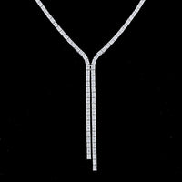 14K White Gold Radiant Cut Lab Diamond Lariat Necklace - 16.15 Carat Total Weight with 151 Prong-Set Stones in North-South Orientation - Covaloro Fine Jewelry