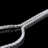 14K White Gold Radiant Cut Lab Diamond Lariat Necklace - 16.15 Carat Total Weight with 151 Prong-Set Stones in North-South Orientation - Covaloro Fine Jewelry