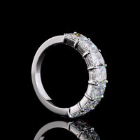 14K White Gold Radiant Cut Lab Diamond Seven Stone Eternity Band - 4.14 Carat Total Diamond Weight, E-F VS1 - Covaloro Fine Jewelry
