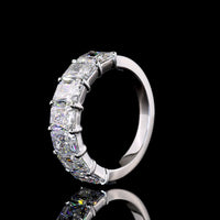 14K White Gold Radiant Cut Lab Diamond Seven Stone Eternity Band - 4.14 Carat Total Diamond Weight, E-F VS1 - Covaloro Fine Jewelry